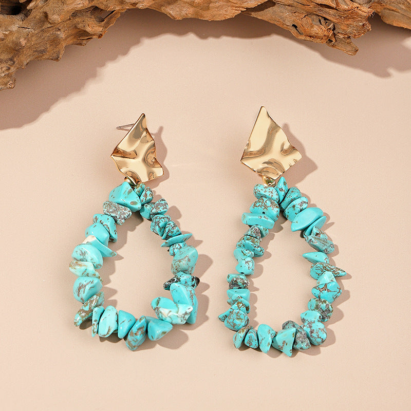 Wholesale Fashion earrings personality creative Bomicia gravel irregular pendant geometric ethnic style Earrings